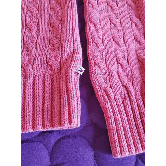 Tommy Hilfiger Coral Long Sleeve V Neck Pullover Sweater Cable Knit SP - Picture 7 of 7